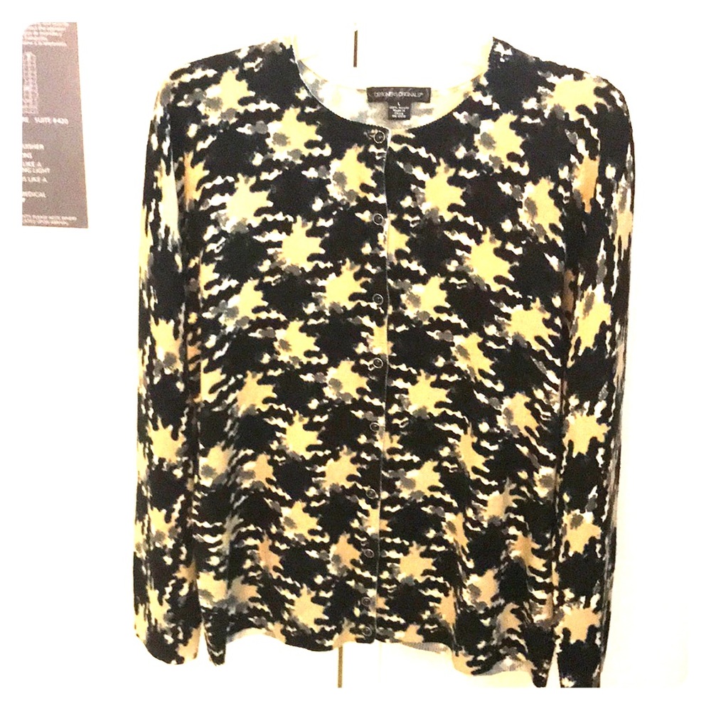 Designer Originals cardigan sweater L patterned button down